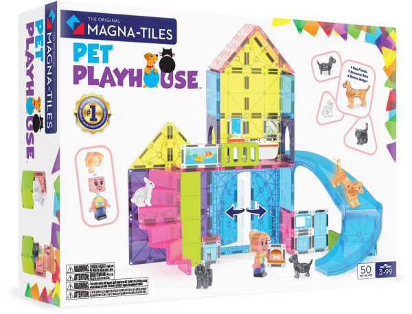MAGNA-TILES® Juego de Construcción Magnética Casita para Mascotas (50 piezas) - Pet Playhouse Set