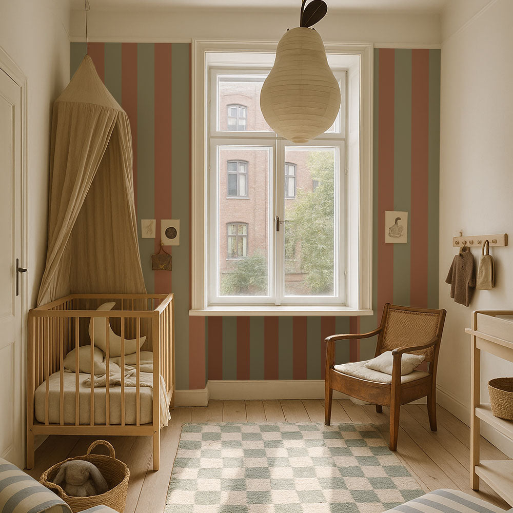 Rayas verde y cappuccino (Stripes Green Brown) – Dekornik