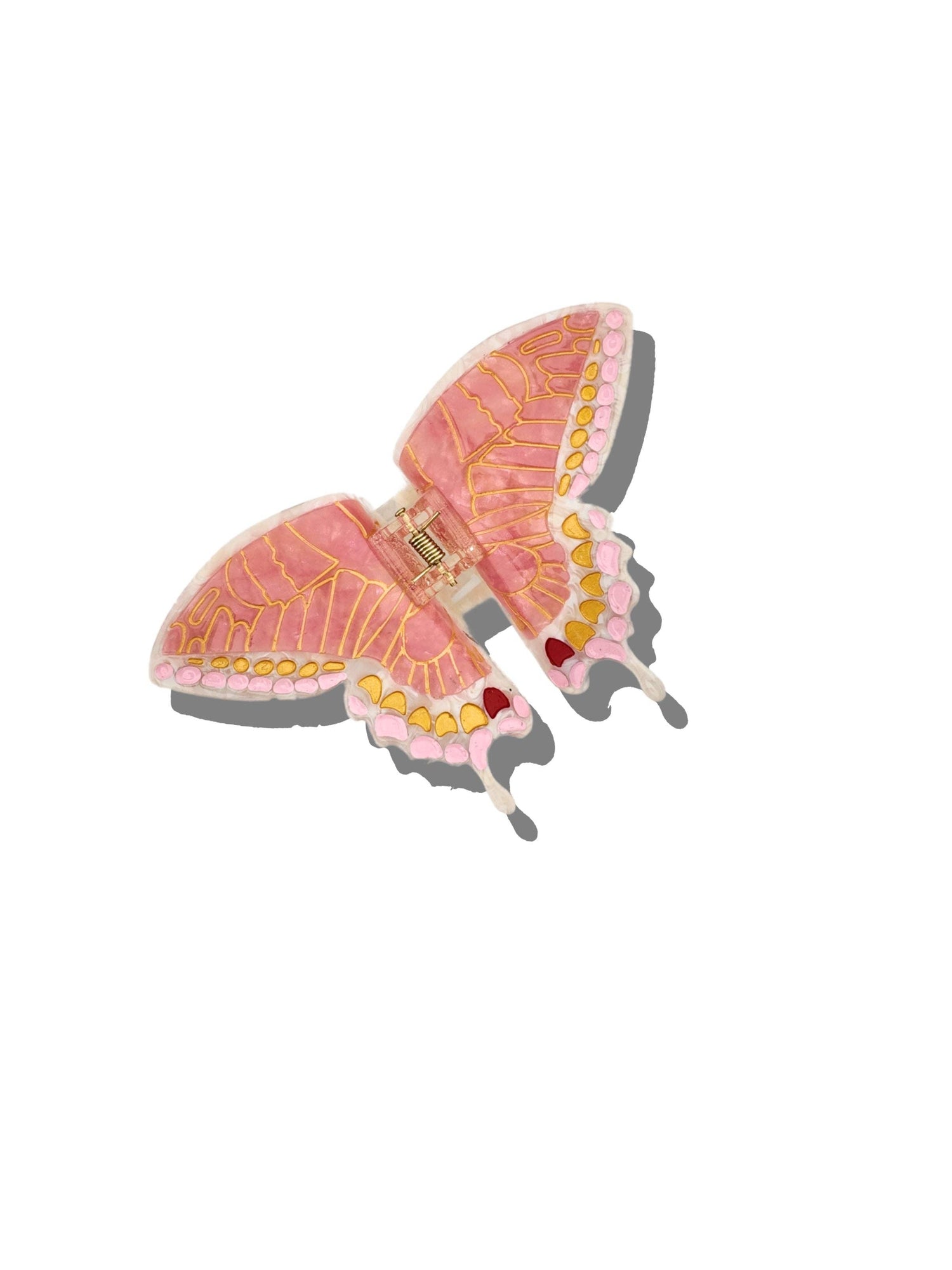 Hand-painted Swallowtail Butterfly Claw Hair Clip: Pink - Limited Edition