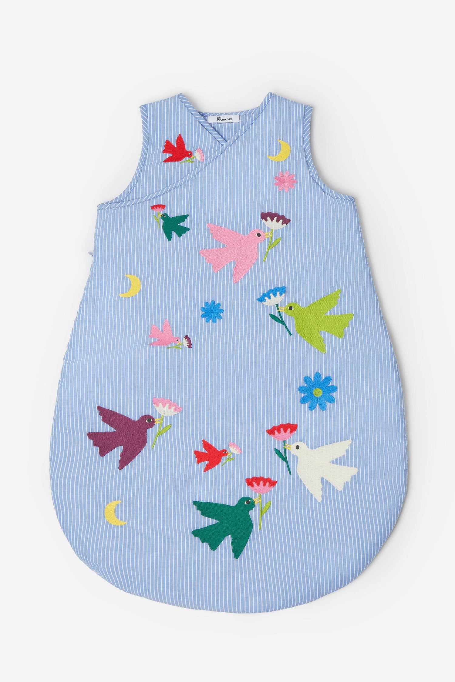SACO DE DORMIR 0-6 MESES - ALGODÓN BORDADO MULTICOLOR PÁJAROS