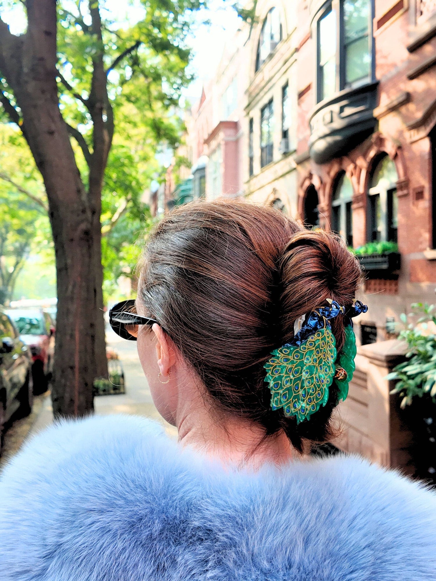 Hand-painted Peacock Bird Claw Hair Clip | Eco-Friendly