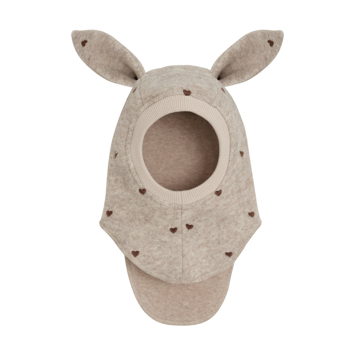 Pasamontañas de lana con orejas y bordado Sand Melange - HUTTEliHUT