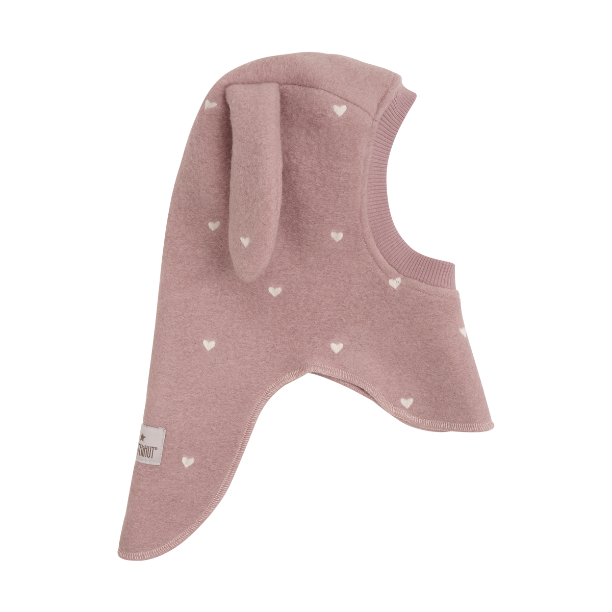 Pasamontañas de lana con orejas y bordado Deauville Mauve - HUTTEliHUT