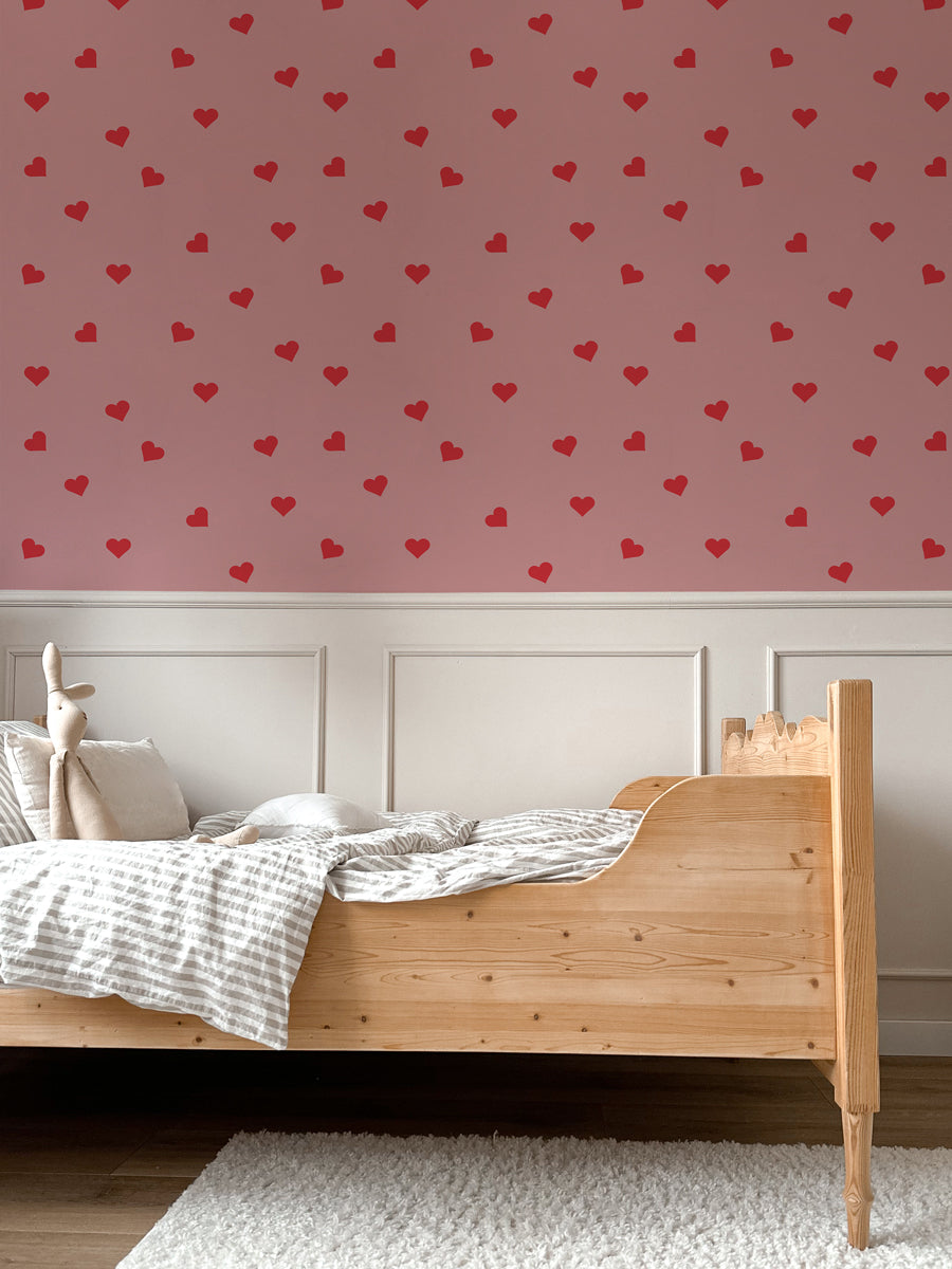 Corazones rojos sobre rosa (Hearts on Pink) – Dekornik