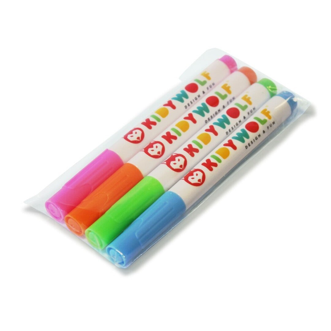 KIDYMARKERS - Rotuladores Fluorescentes (Verde, Rosa, Azul y Naranja)