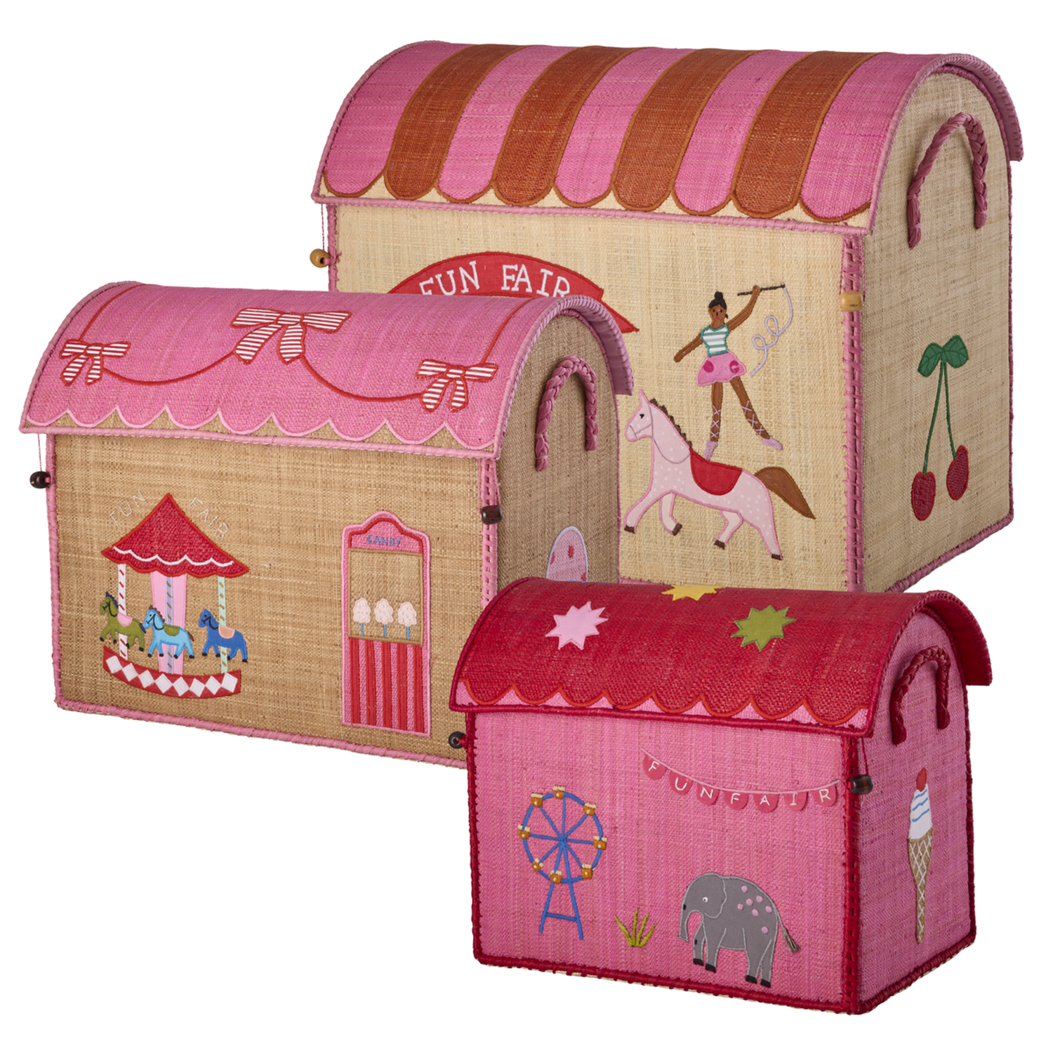 Set de 3 Cestas de Almacenamiento de Rafia RICE KIDS - Fun Fair