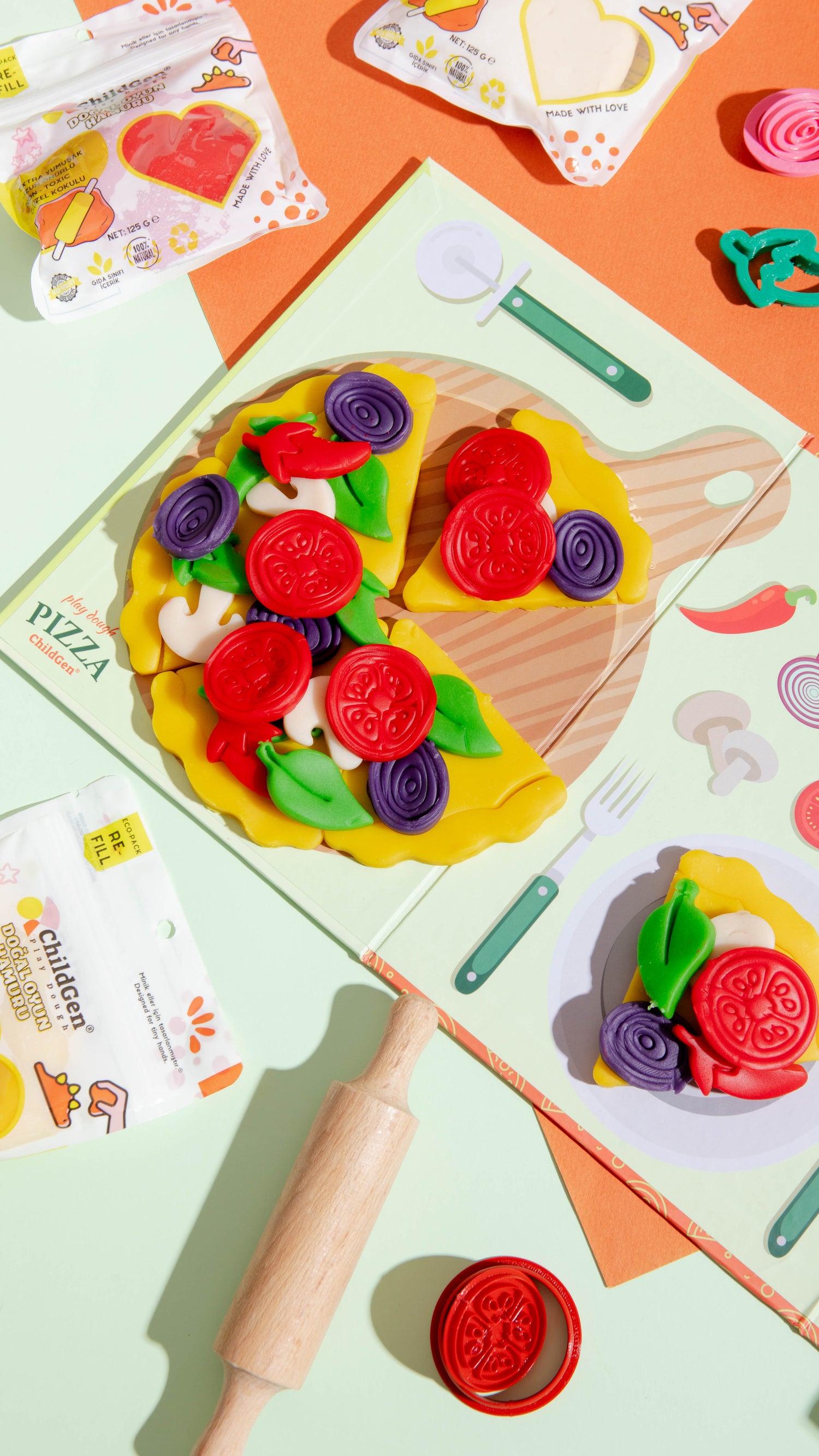 PLASTILINA NATURAL PREMIUM PLAY BOX - PIZZA - ChildGen