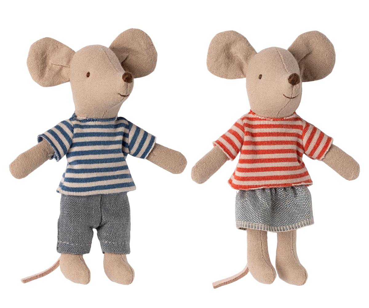 Ratones hermanos pequeños LouiMax y Stella con casita - Maileg