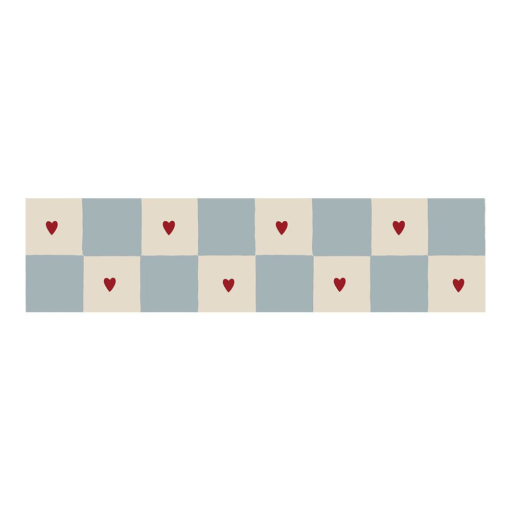 Border Check with HeartsCenefa Cuadros con Corazones (Border Check with Hearts) – Dekornik