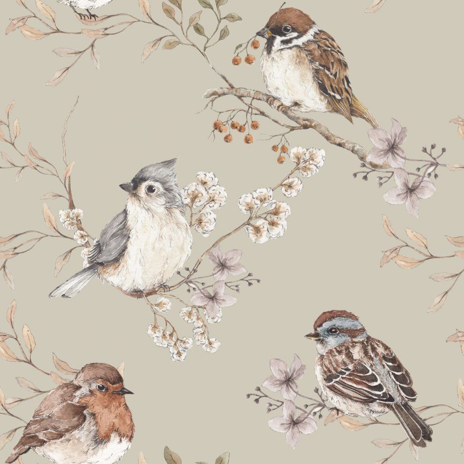 Papel Pintado Pájaros Verdes (Birds Green Tapeta) – Dekornik