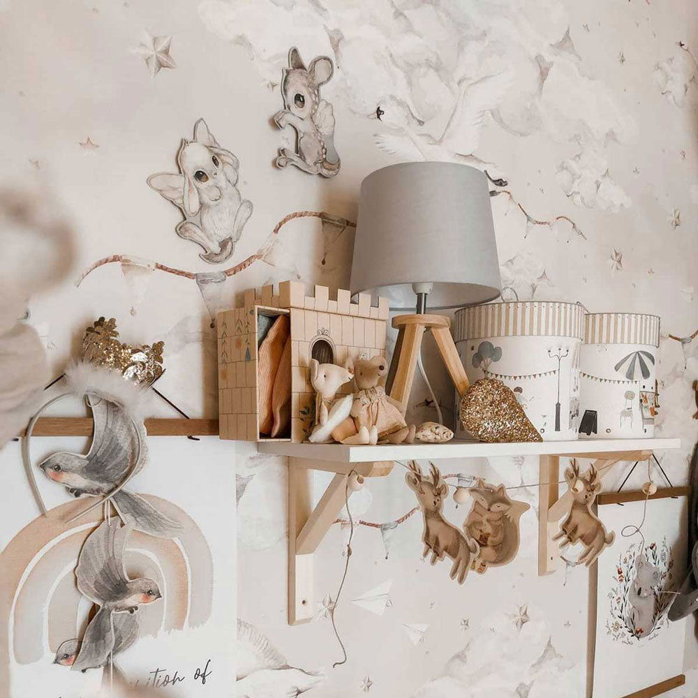 Papel Pintado Cisnes Mágicos Beige (Magic Swans Beige Tapeta) – Dekornik