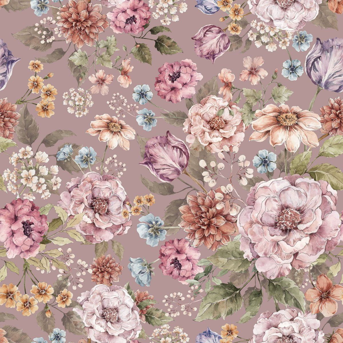 Papel Pintado Ramo de Flores Lila (Bouquet of Flowers – Lilac Tapeta) – Dekornik