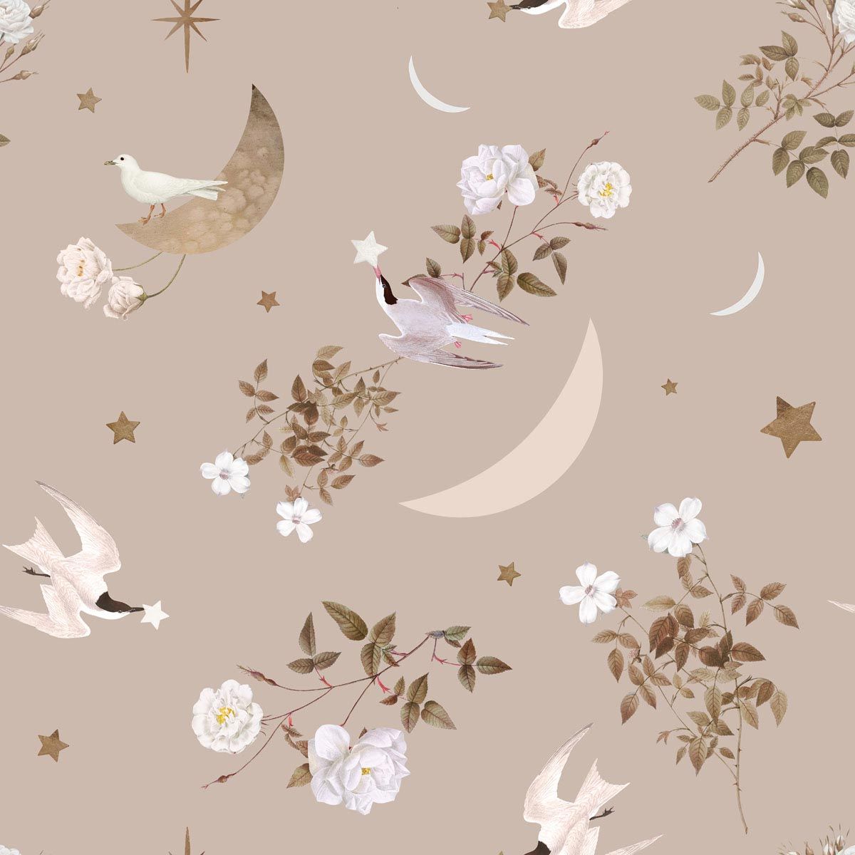 Papel Pintado Pájaros en el Cielo Nocturno (Birds In The Night Sky Tapeta) – Dekornik
