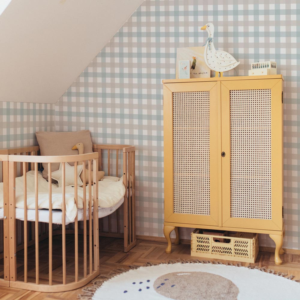 Cuadros de Provenza Beige Azul Pequeño (Provence Check Beige Blue Small) – Dekornik