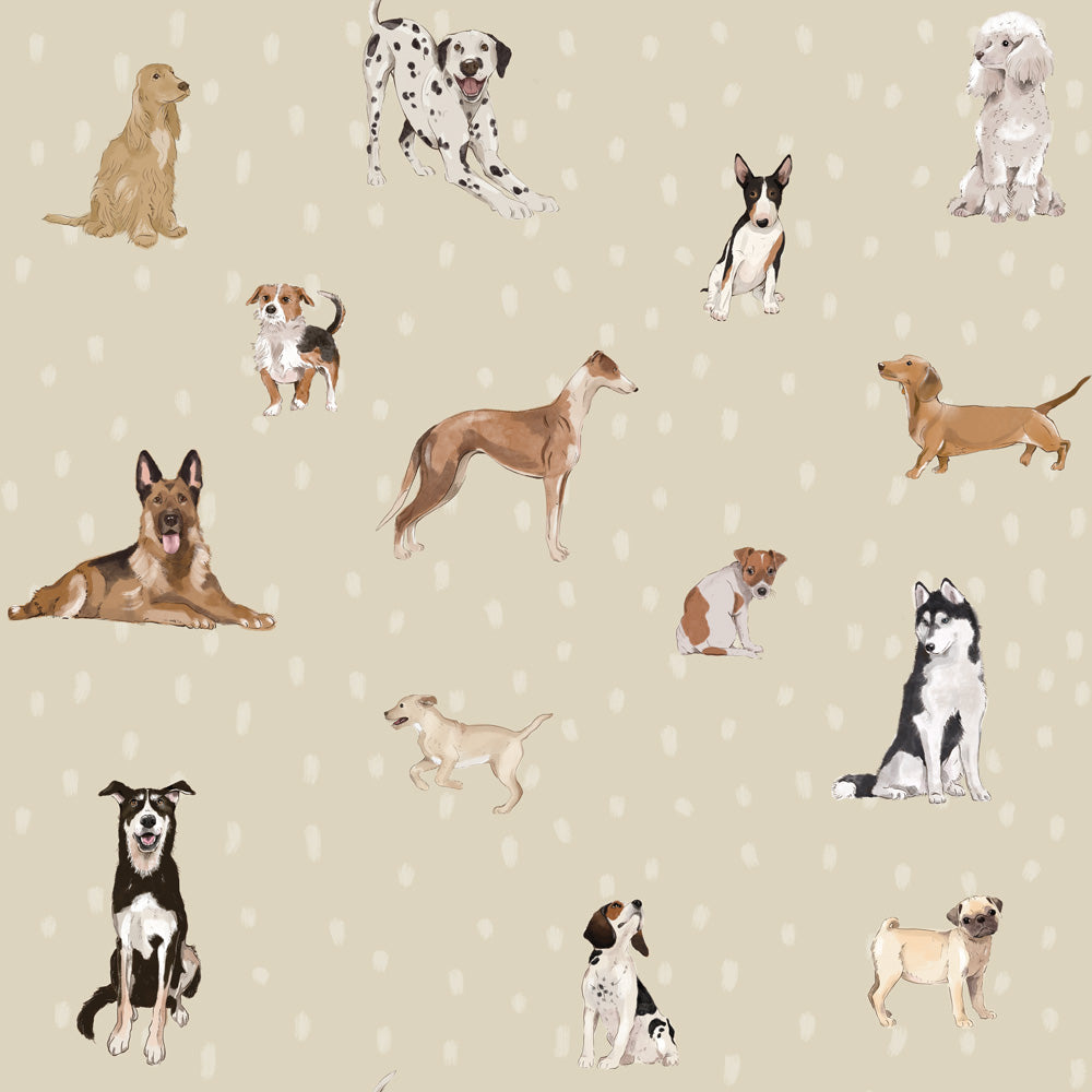 Dogs are The Best Beige with DLos Perros son los Mejores Beige con Puntos (Dogs Are The Best Beige With Dots) – Dekornikots Wallpaper - - Stripe 100×280