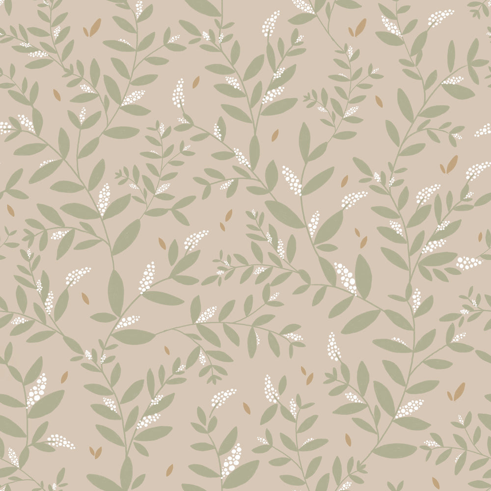 Ramitas Delicadas en Verde y Beige (Delicate Twigs with Green and Beige) – Dekornik