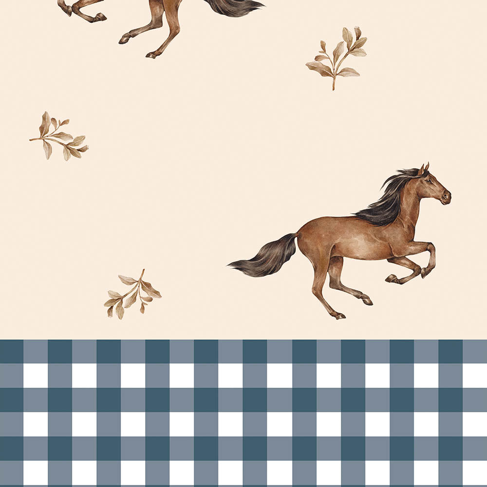 Caballos y Cuadros Azules (Horses and Check Blue) – Dekornik