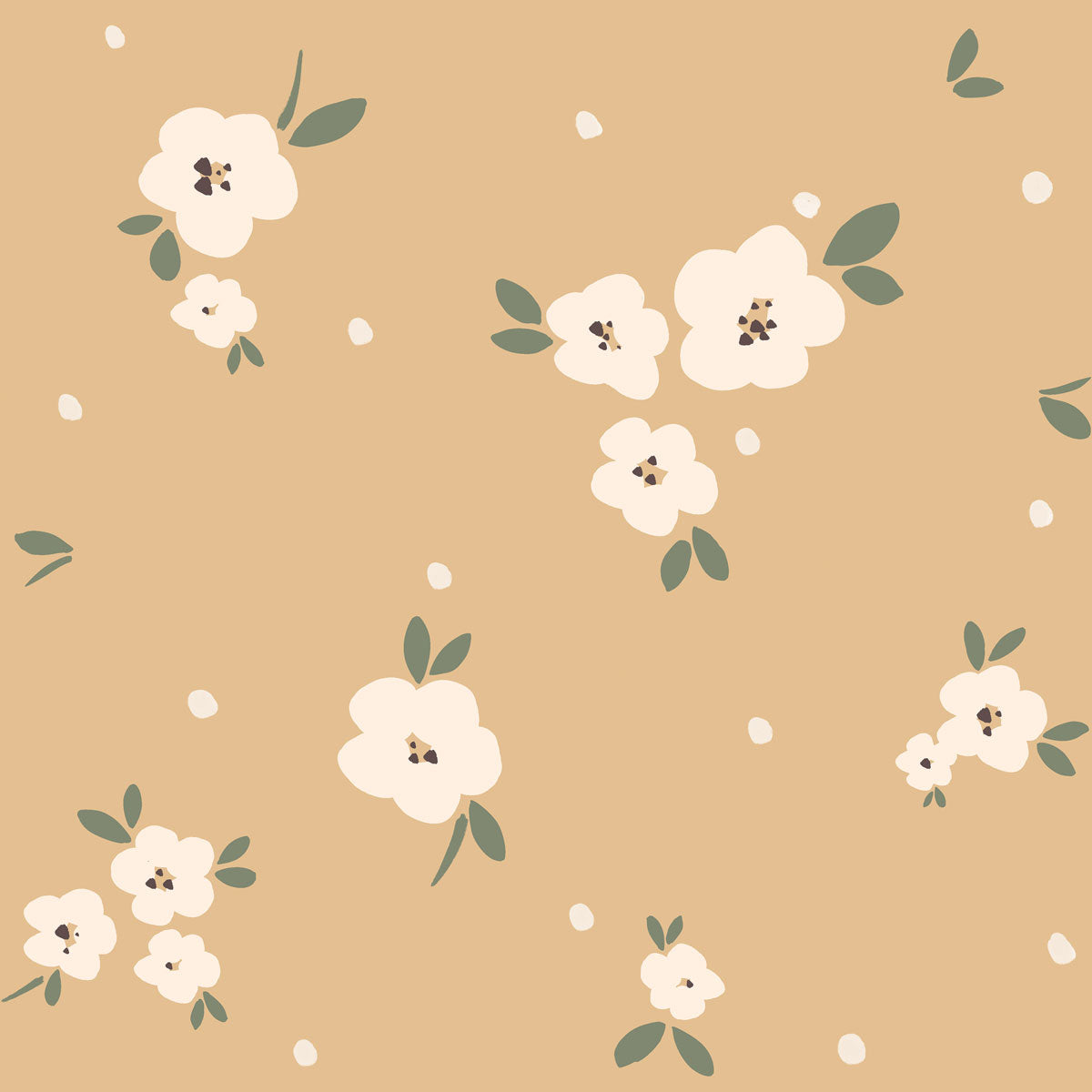 Flores sobre Beige (Floral Draw Beige) – Dekornik
