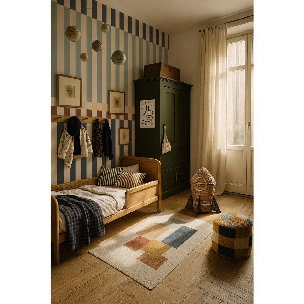 Rayas azul marino y menta (Stripes Happy 2 Colours Navy Blue and Mint) – Dekornik