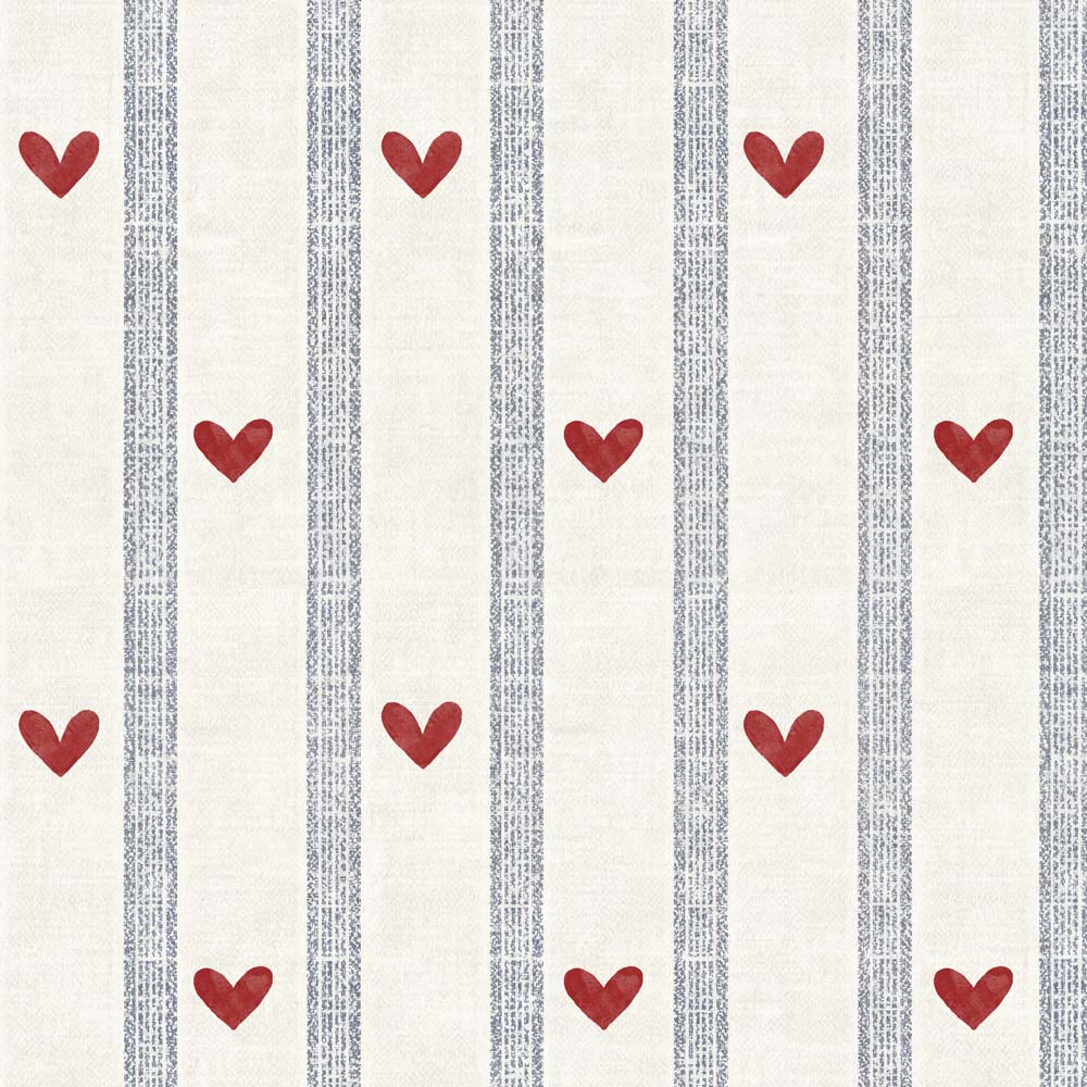 Papel pintado Corazones y rayas de mañana (Hearts and stripes morning) – Dekornik
