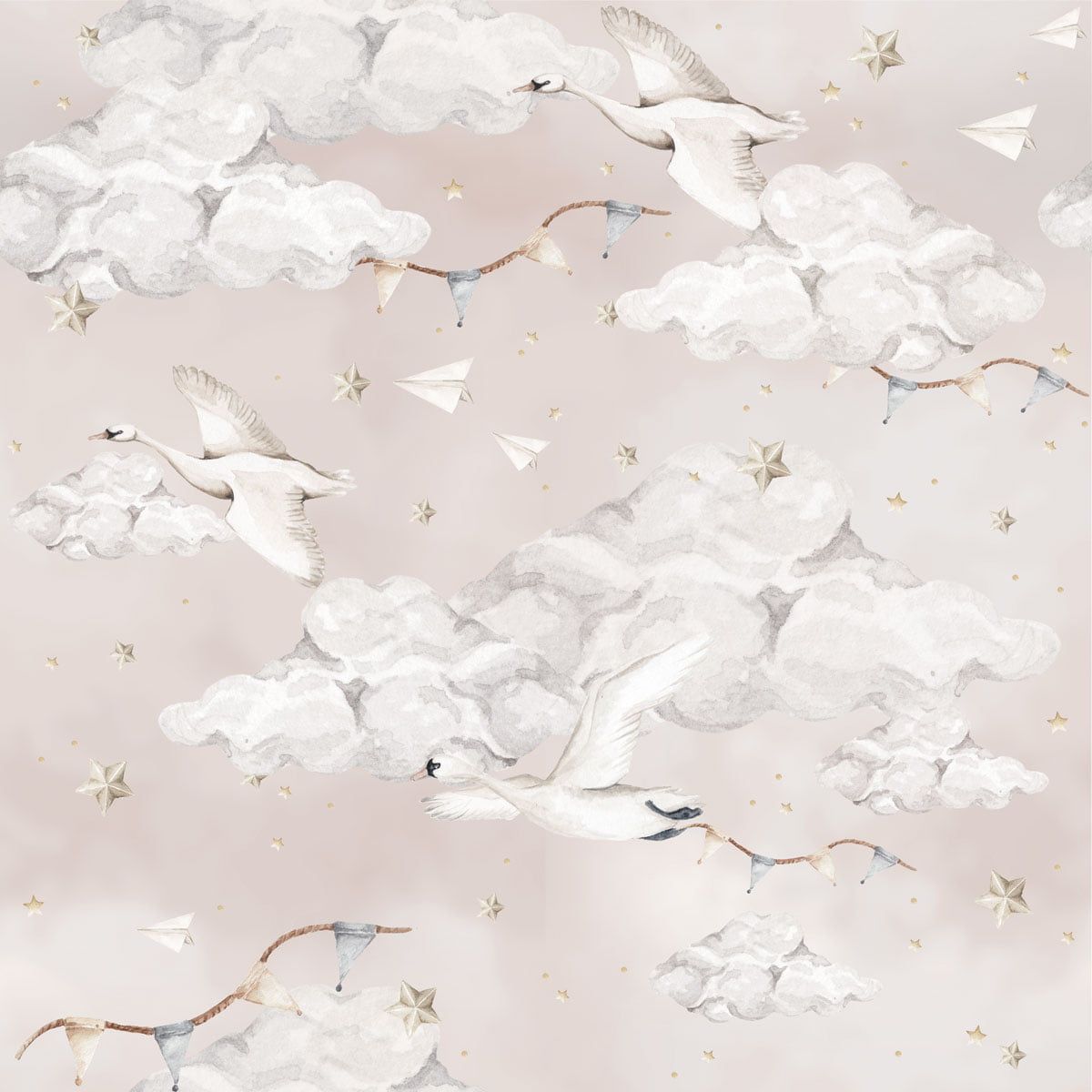 Papel Pintado Cisnes Mágicos Rosa (Magic Swans Pink Tapeta) – Dekornik
