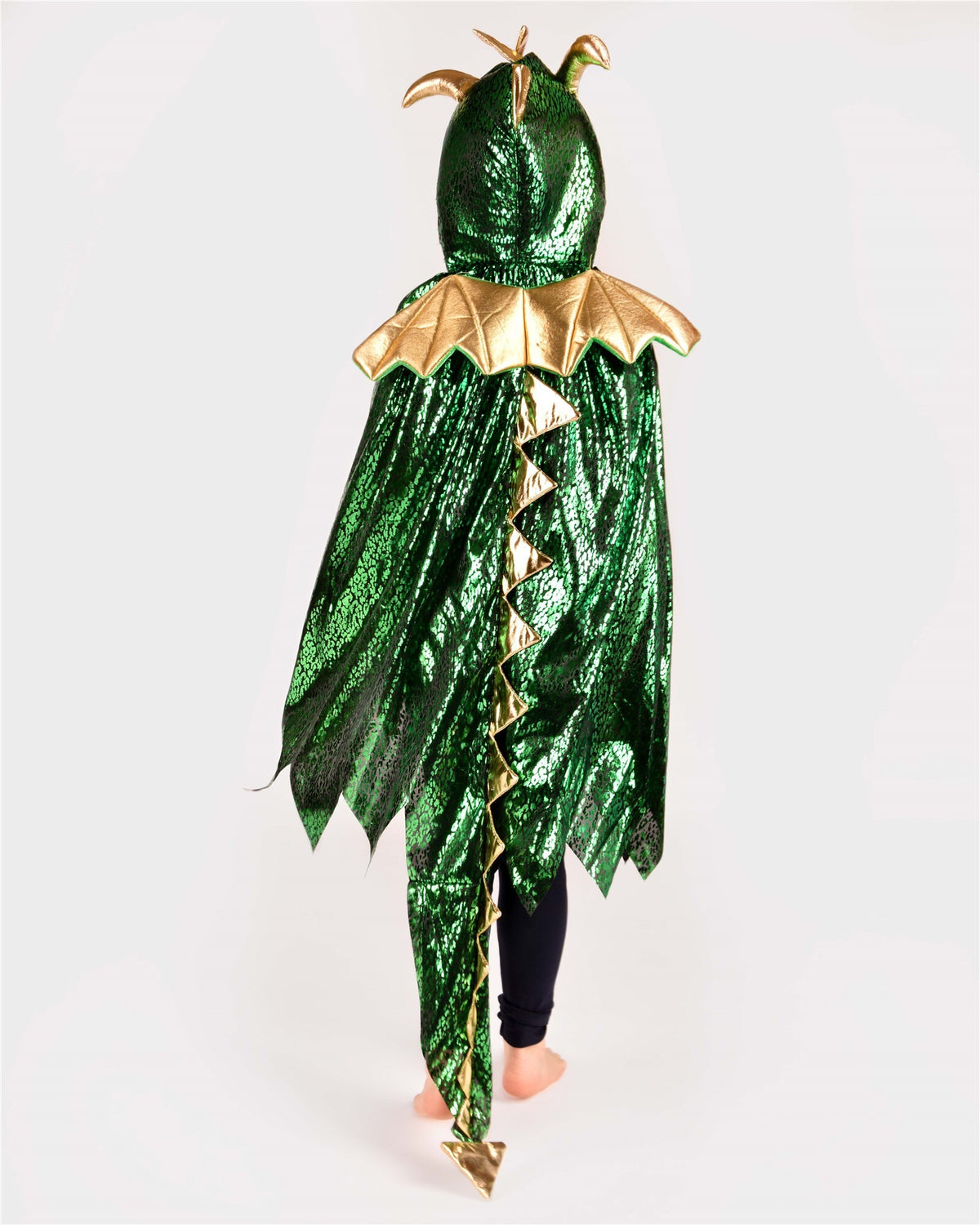 Capa infantil de dragón verde con alas y capucha - DEN GODA FEN
