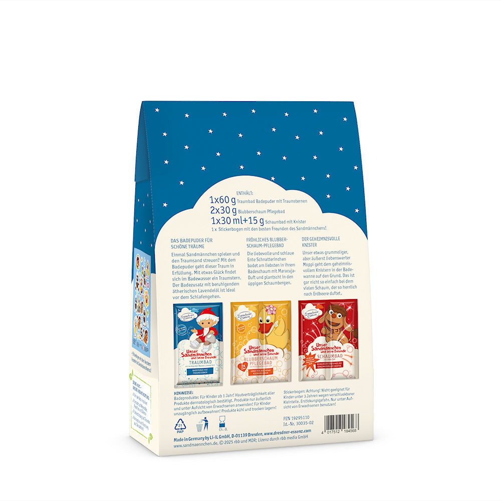 Set de baño infantil Sandmännchen y amigos Abenteuer Badespaß - Dresdner Essenz