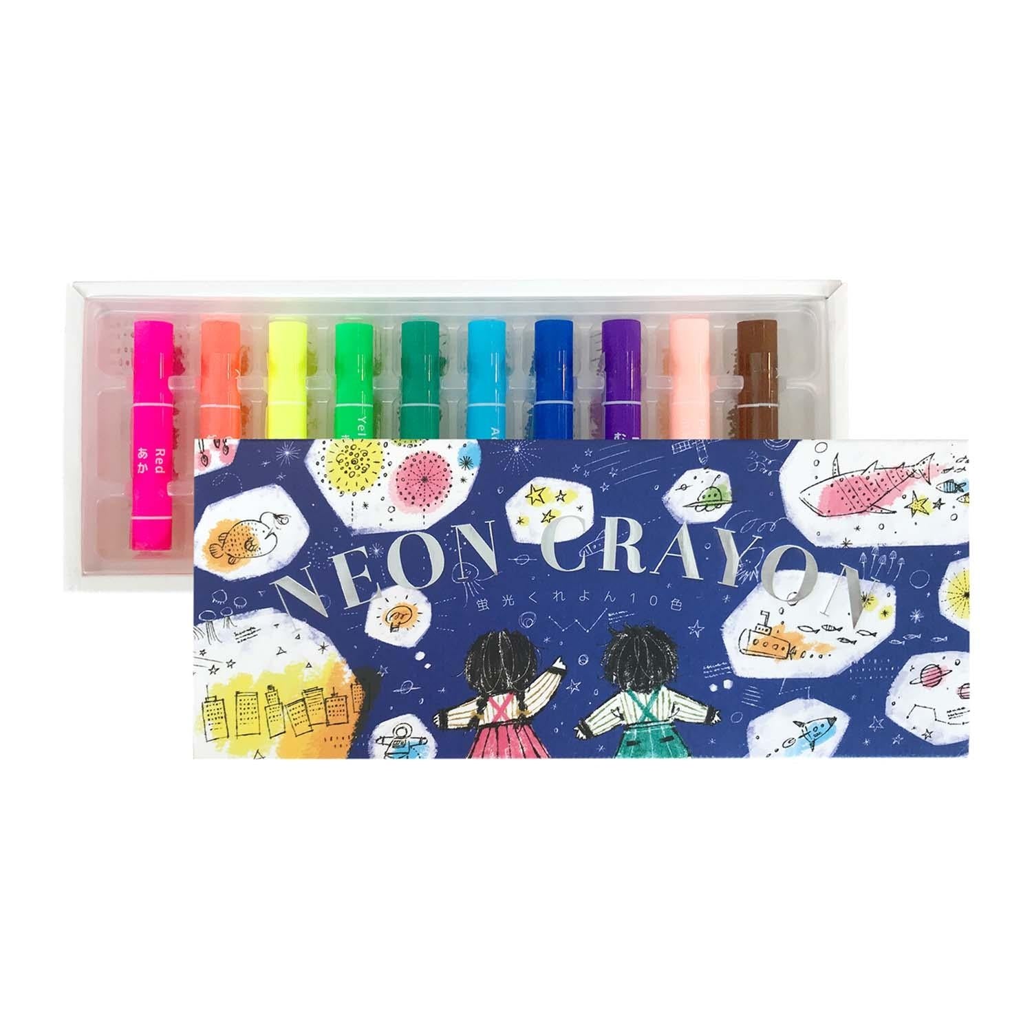 Crayones fluorescentes Fluorescent Crayon Set of 10 Colors - Kokuyo