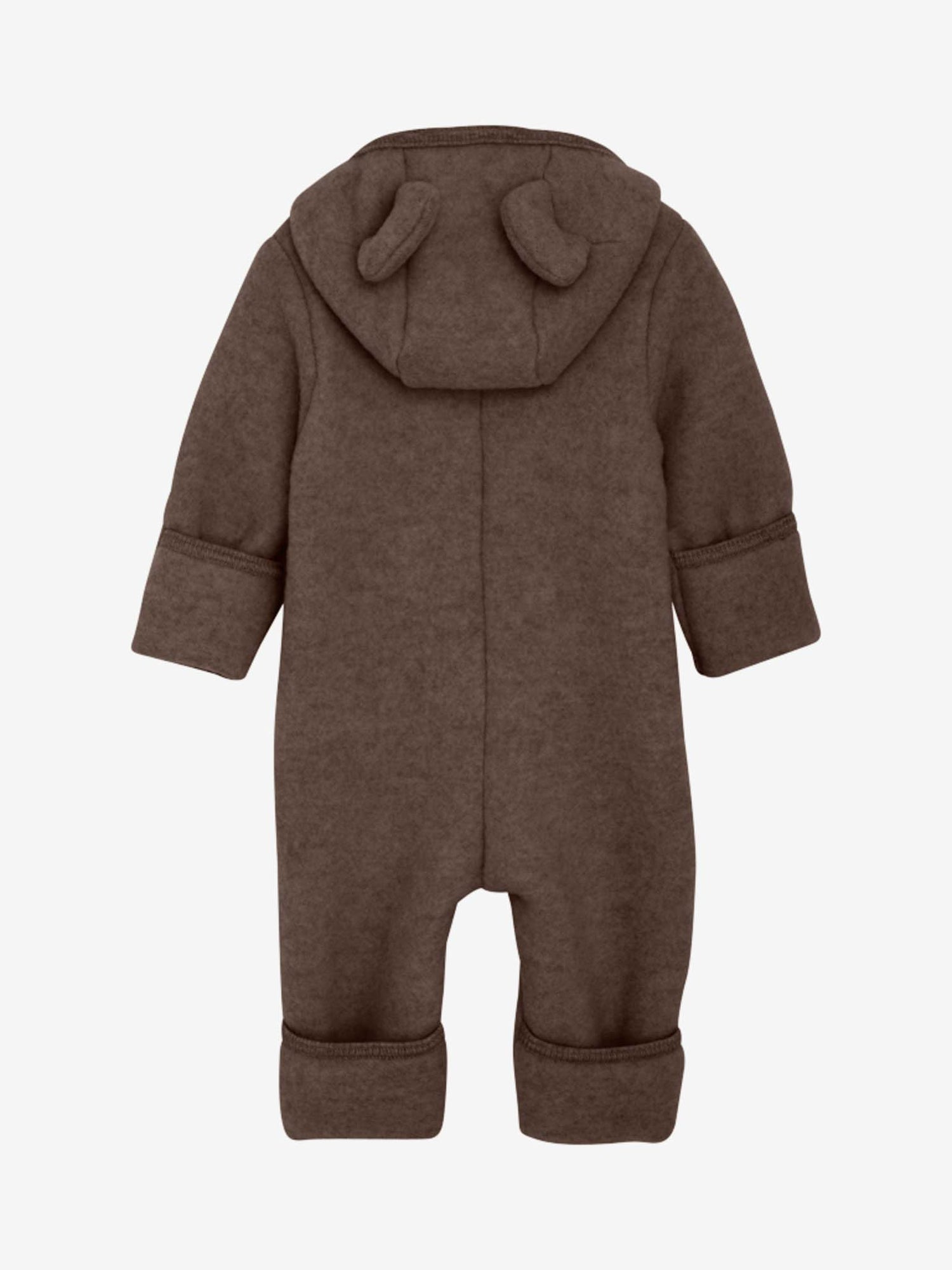 Traje de paseo Pram Suit Ears Wool Fleece Brown Melange - Huttelihut