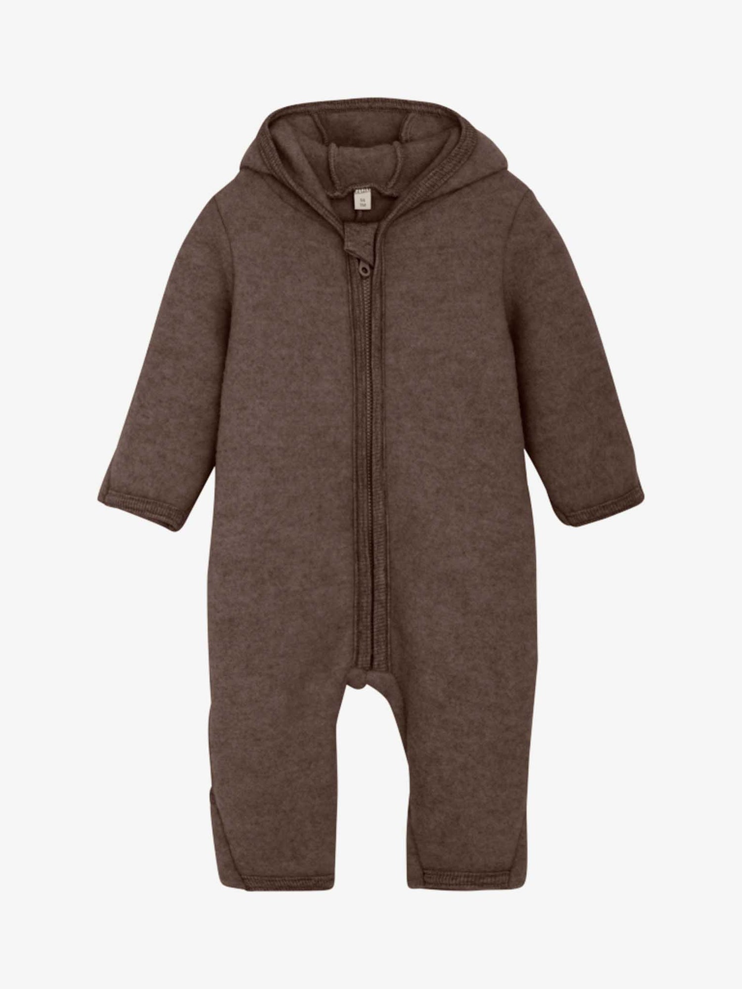Traje de paseo Pram Suit Ears Wool Fleece Brown Melange - Huttelihut