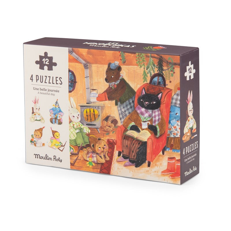 4 mini puzzles Una bella jornada Les Minouchkas - Moulin Roty