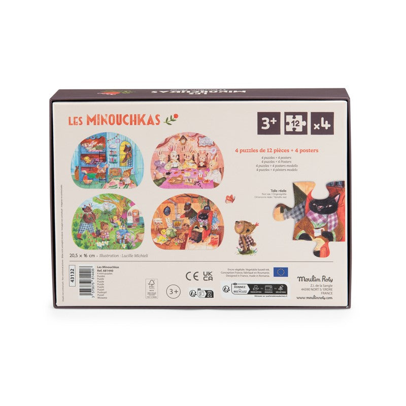4 mini puzzles Una bella jornada Les Minouchkas - Moulin Roty