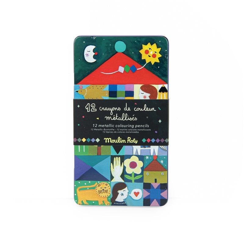 12 lápices de colores metalizados Les Comètes Filantes - Moulin Roty
