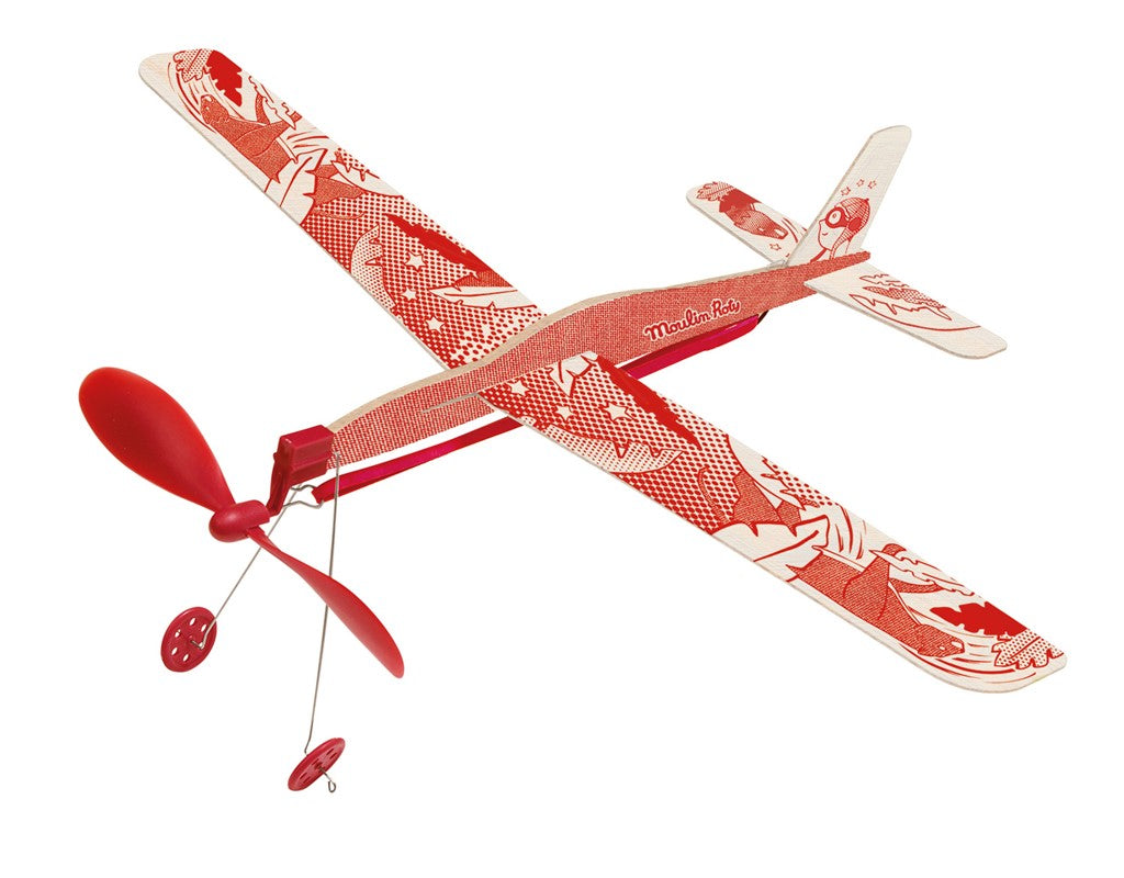 Avión de madera de balsa Rojo – Moulin Roty