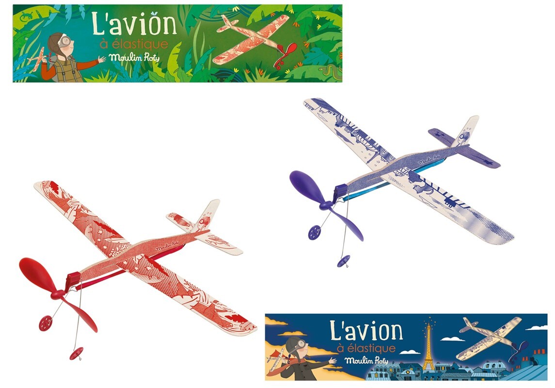 Avión de madera de balsa Azul – Moulin Roty