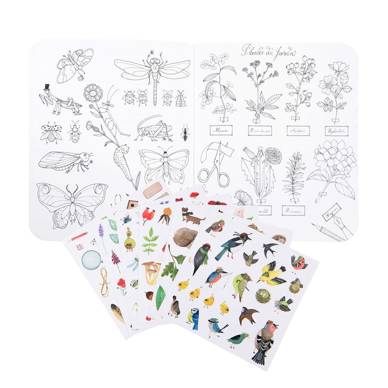 Cuaderno de Colorear y Pegatinas El Botánico Le Jardin du Moulin - Moulin Roty