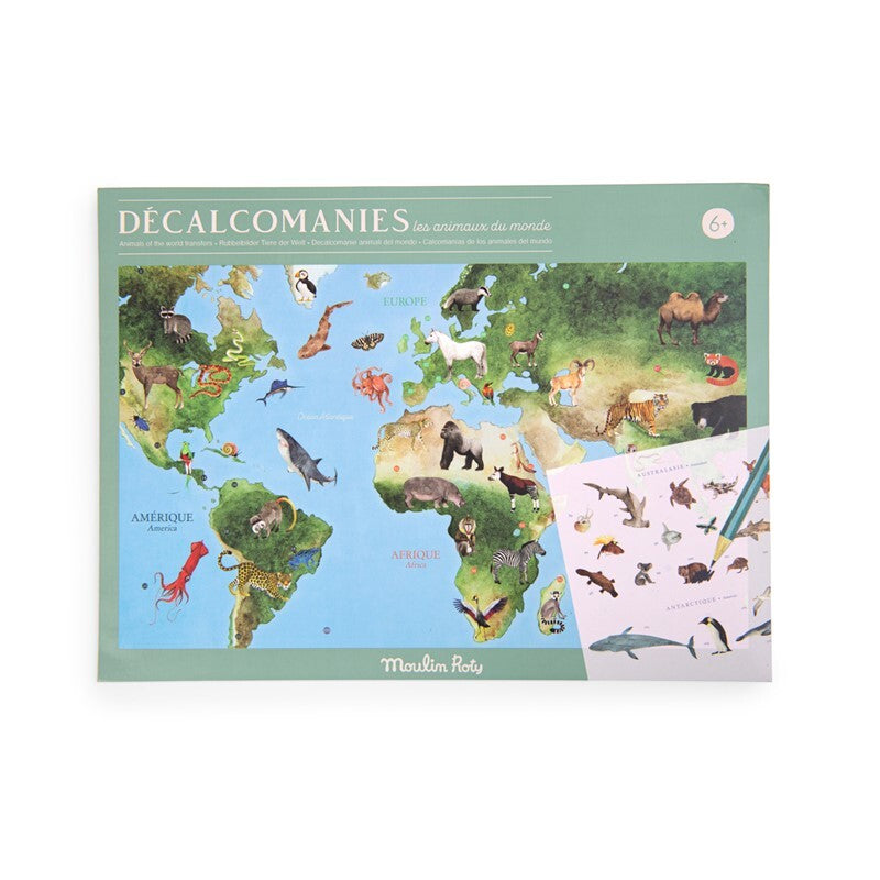 Mappamundi con calcomanías Tout autour du monde - Moulin Roty