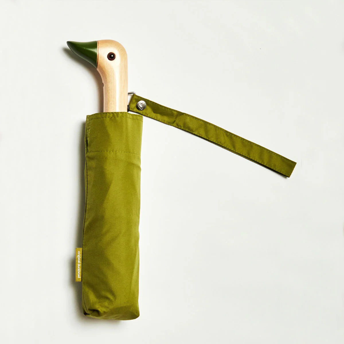 Paraguas compacto con mango de pato Verde oliva - Original Duckhead