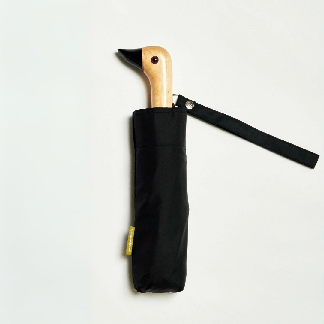Paraguas compacto con mango de pato Negro - Original Duckhead