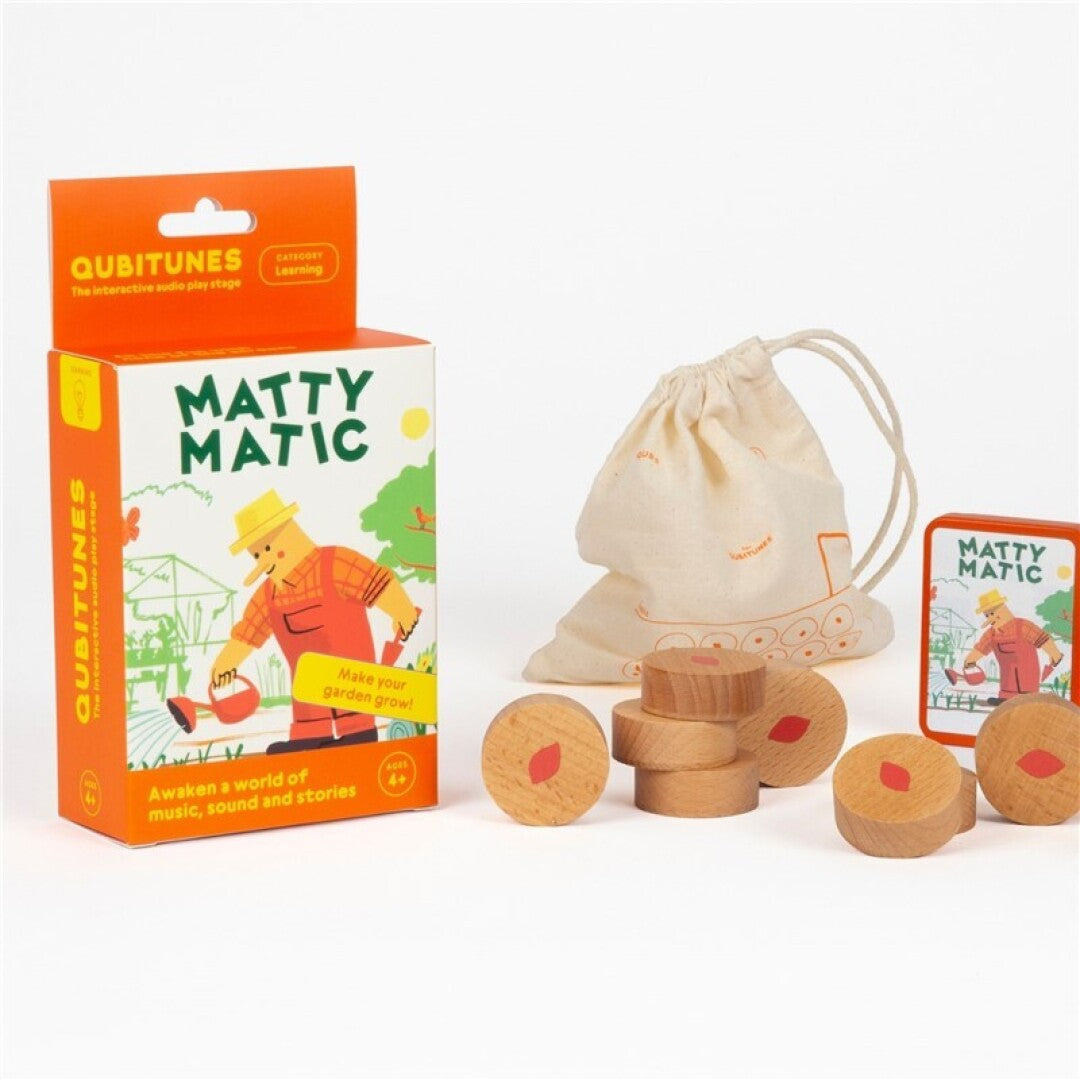 Qubitunes Matty Matic - Cartucho de Juego y Figuras de Madera