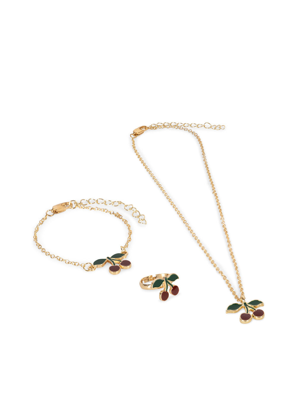 Set de Joyas CHERRY: Collar, Pulsera y Anillo Gold - Konges Sløjd
