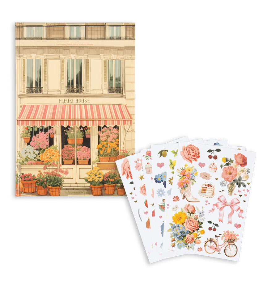 Cuaderno de colorear con pegatinas House of Flowers - Konges Sløjd