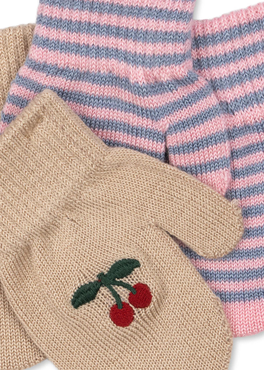 Pack de 2 Manoplas de Punto FILLA Cherry/Stripe - Konges Sløjd