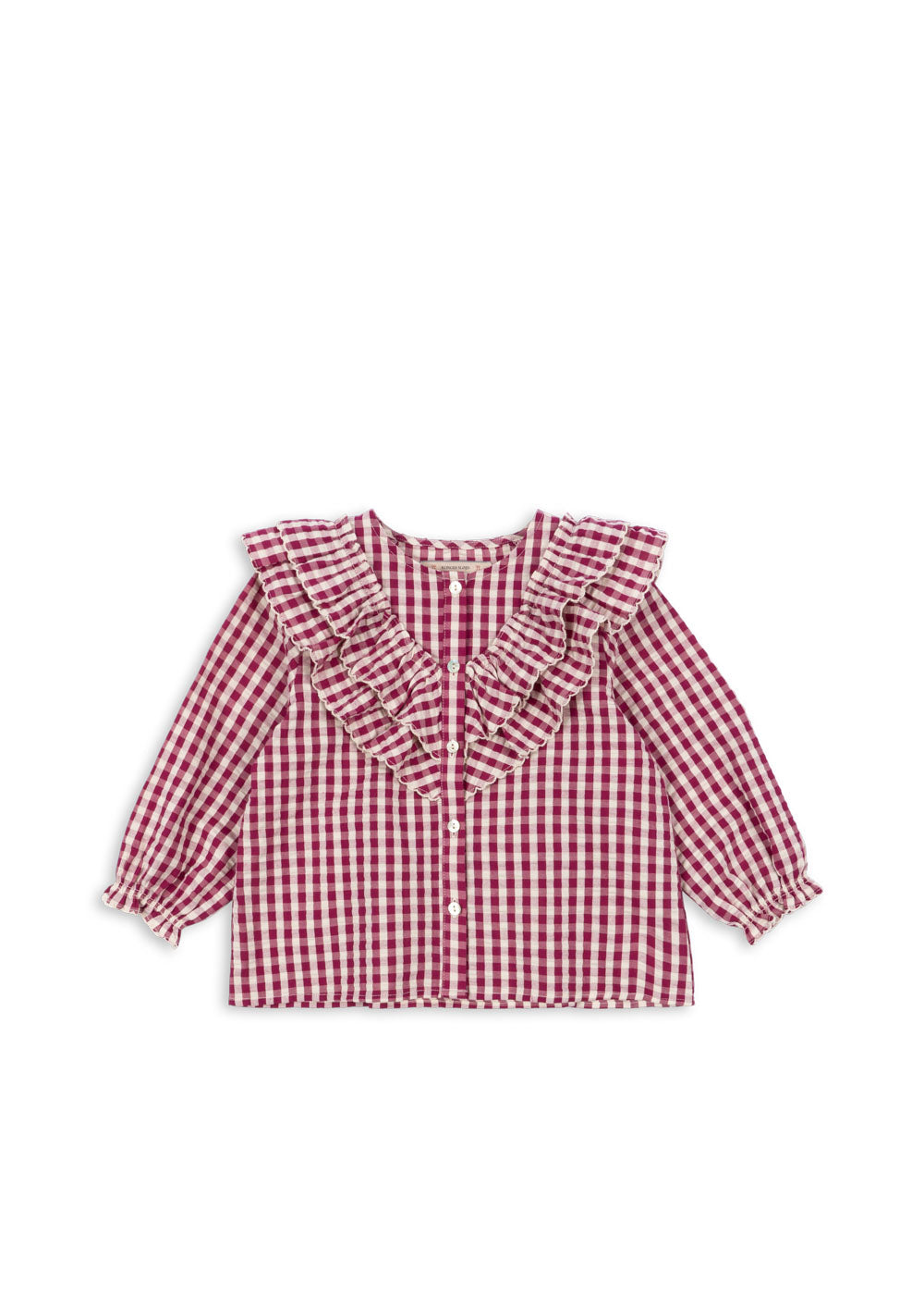 Blusa de Algodón Orgánico Kim con Volantes Sangria/Butter Check – Konges Sløjd