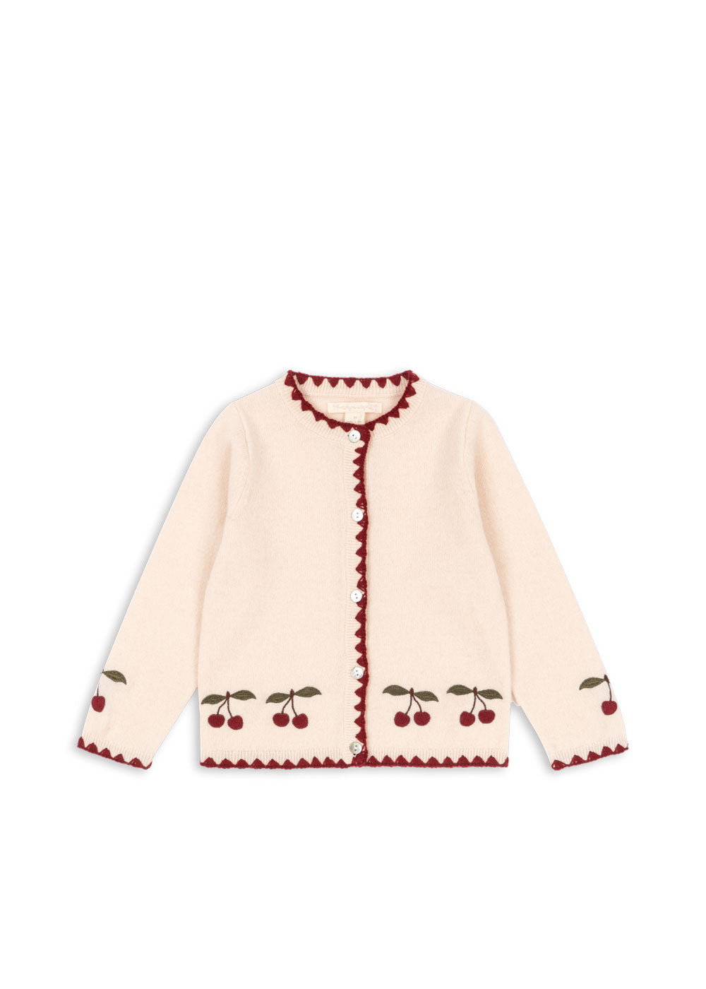 Chaqueta de Lana con Bordado de Cerezas Collette Off White – Konges Sløjd