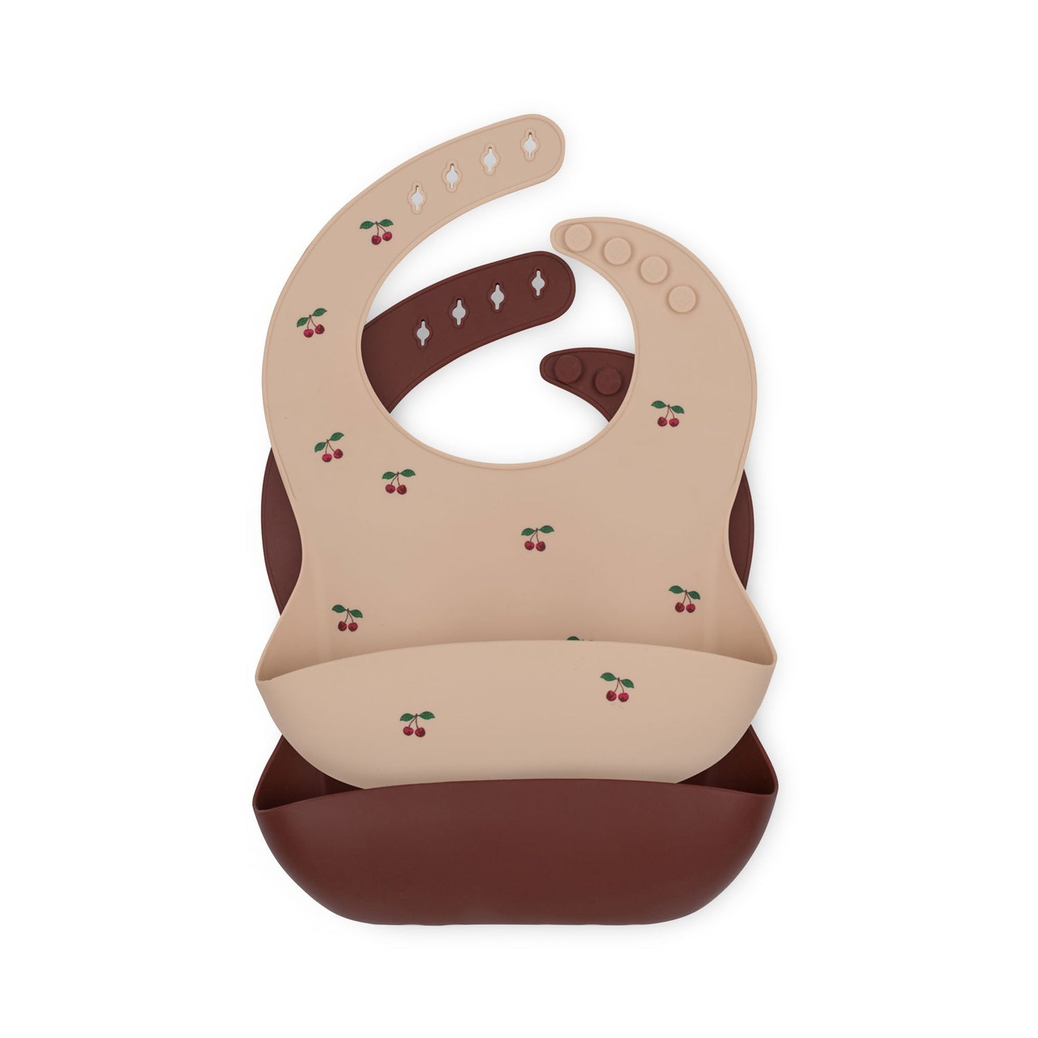 Set de 2 baberos de silicona Cherry/Mocca - Konges Sløjd