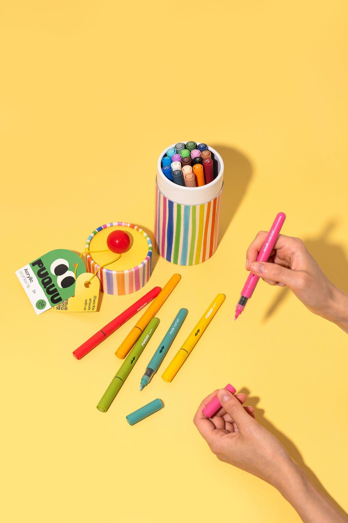 Rotuladores acrílicos con punta de pincel, 24 colores - PUQUU