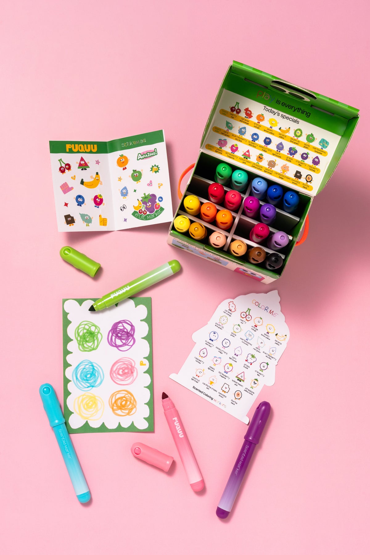 Rotuladores perfumados con pegatinas, 24 colores - PUQUU