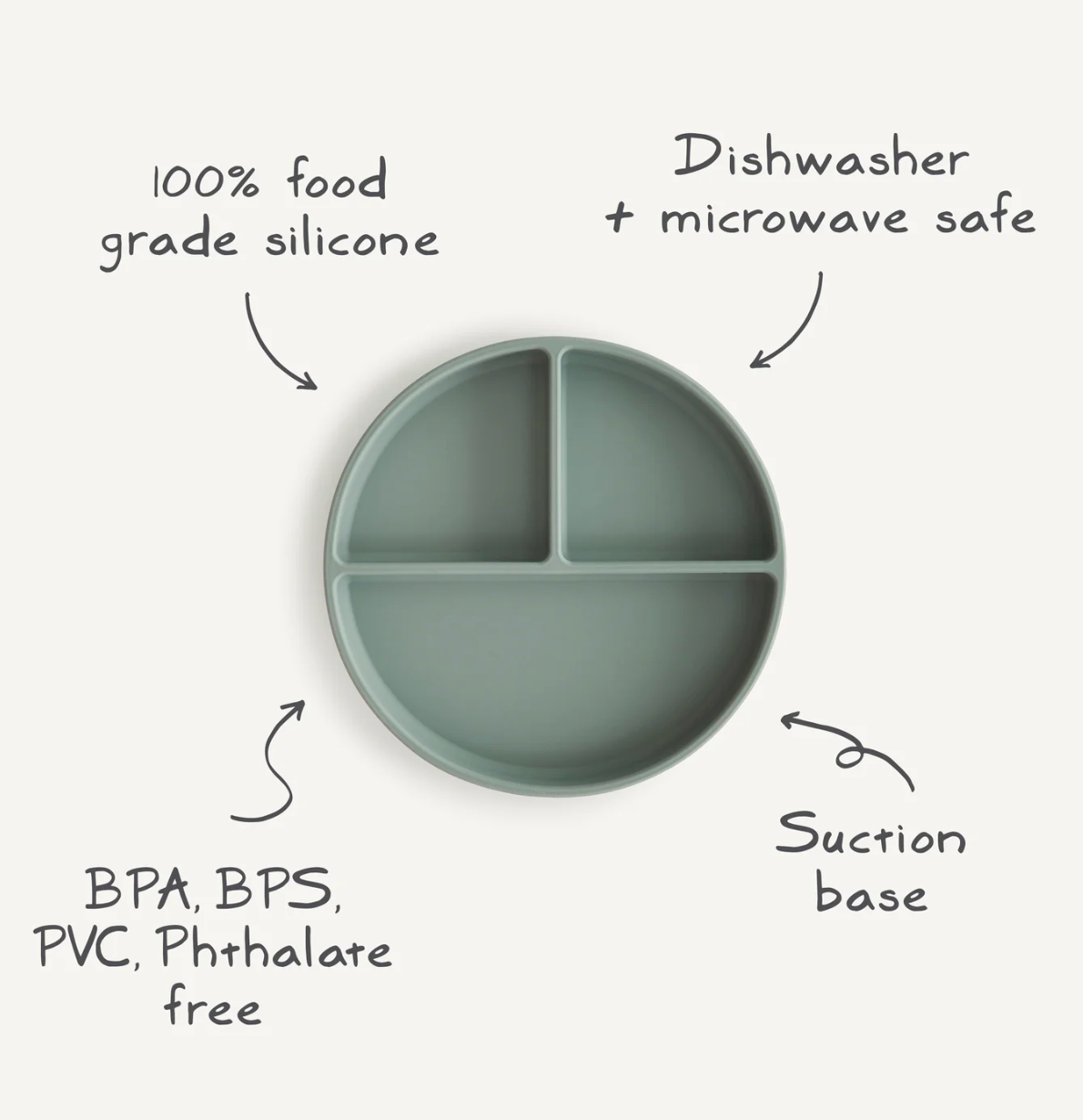Plato de Silicona con Ventosa y Compartimentos – Powder Blue