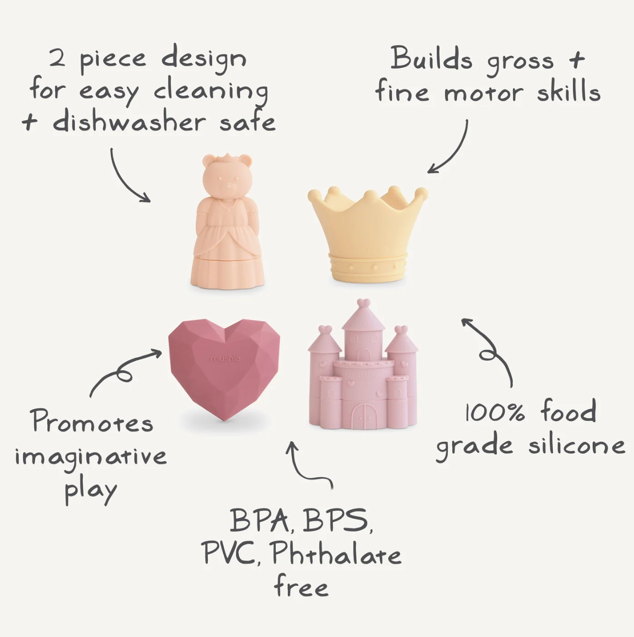 Set de Juguetes para el Baño Libre de Moho – Princess (Pack de 4)